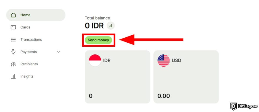 Best way to send money to Vietnam: select the [Send money] button.