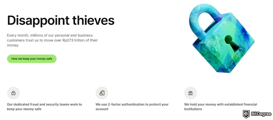 Best way to send money to Vietnam: Wise's security features.