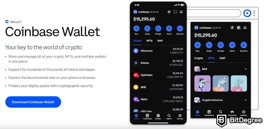 Best Web3 Wallet: The homepage of Coinbase Wallet.