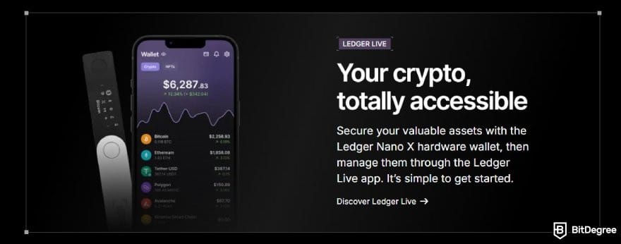 Best Web3 wallet: a section describing Ledger Live integration for Ledger Nano X.