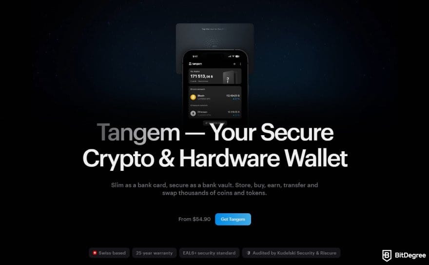 Best Web3 wallet: Tangem homepage.