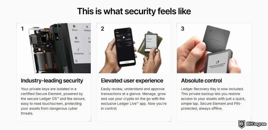 Best Web3 wallet: Ledger Flex's core security features.