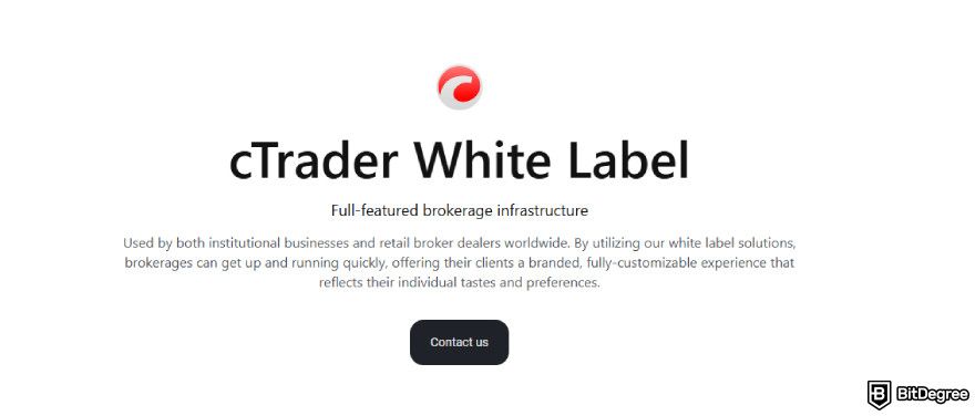 Best white label cryptocurrency exchange: B2Broker cTrader white label.