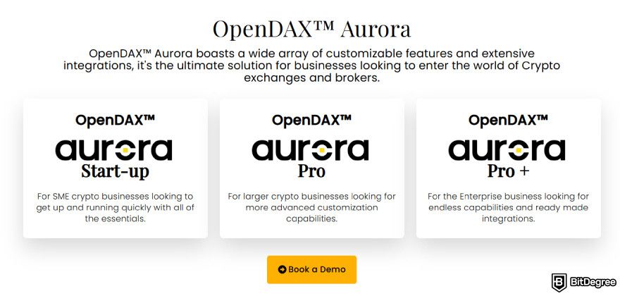 Best white label cryptocurrency exchange: OpenDAX Aurora packages.