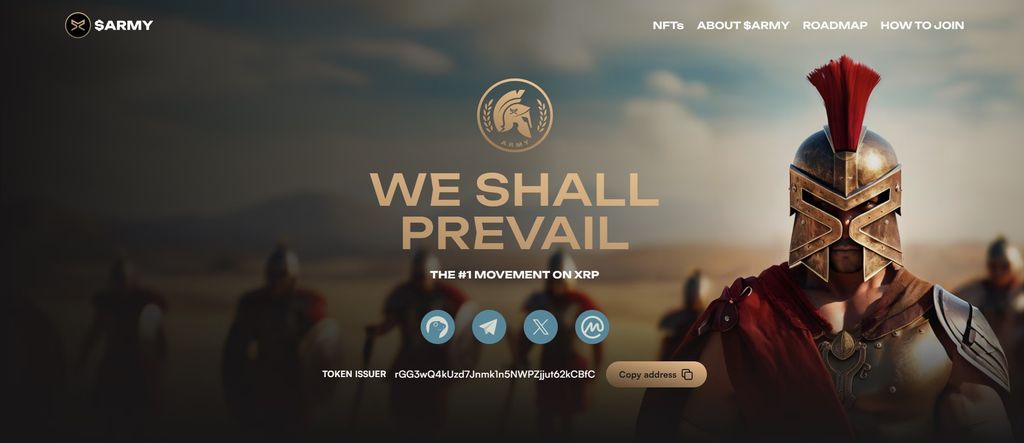 Best XRP meme coins: the homepage of ARMY.