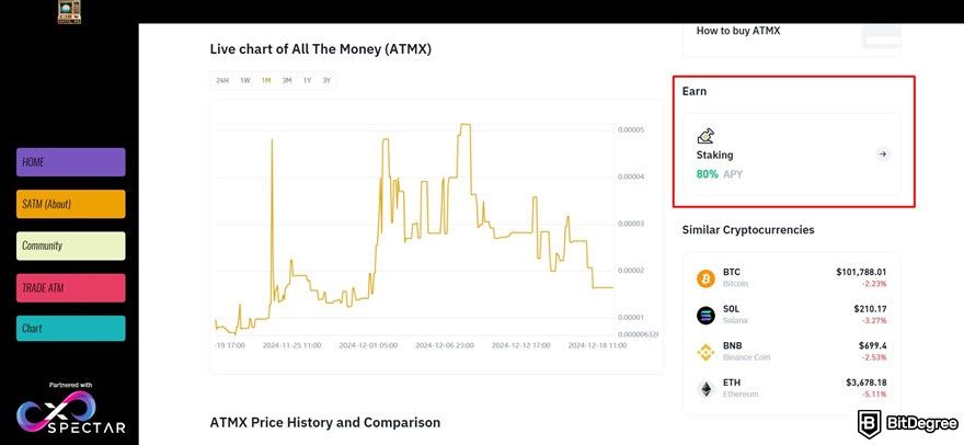 Best XRP meme coins: the ATM earning option on the website.