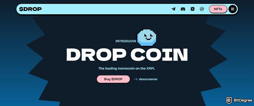 Best XRP meme coins: DROP homepage.