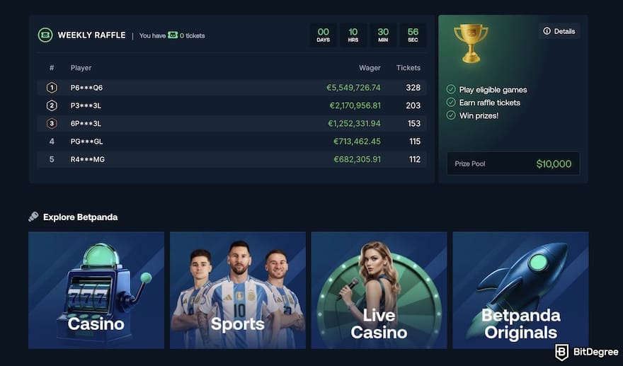 Betpanda review: Betpanda's homepage.