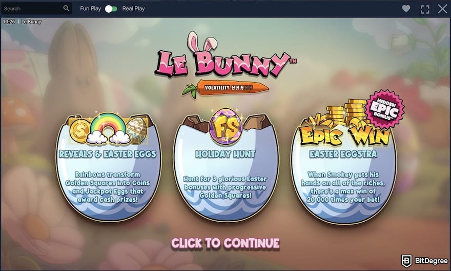 Betpanda review: the Le Bunny gameplay page.
