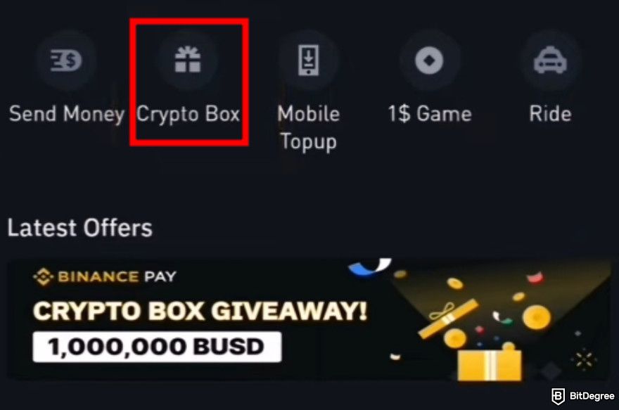 Binance airdrop: Binance Crypto Box.
