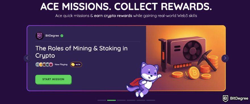 Binance airdrop: BitDegree's main Mission page.