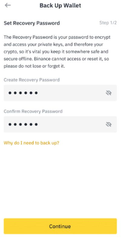 Binance airdrop: recovery password.