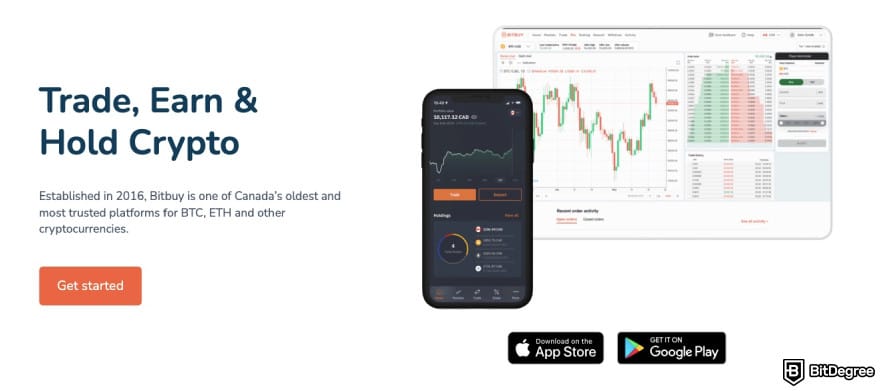Binance alternatives: Bitbuy's homepage.