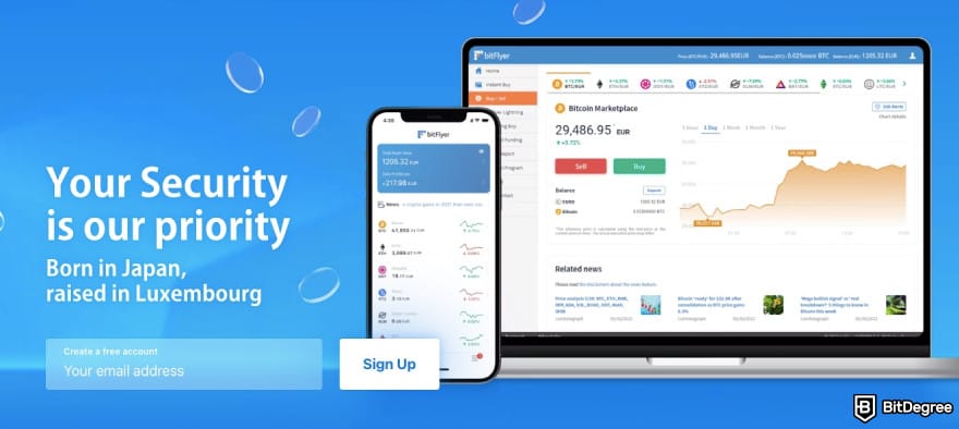 Binance alternatives: bitFlyer homepage.