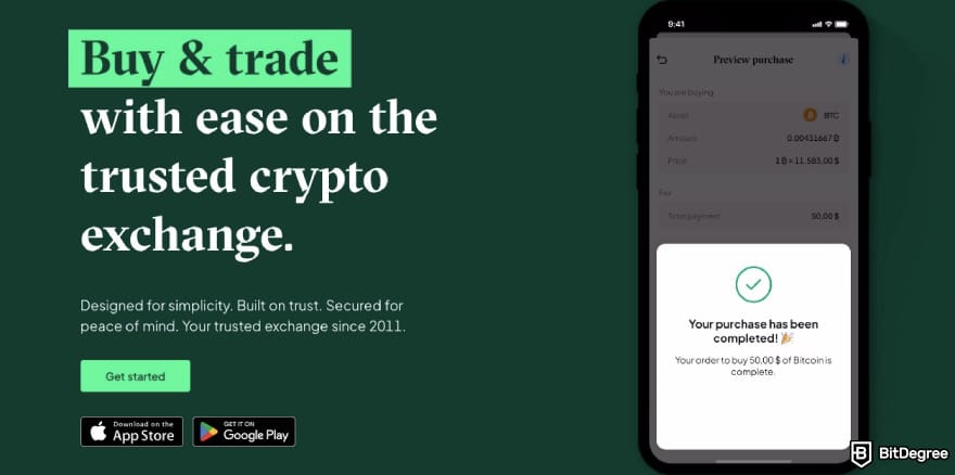 Binance alternatives: Bitstamp homepage.