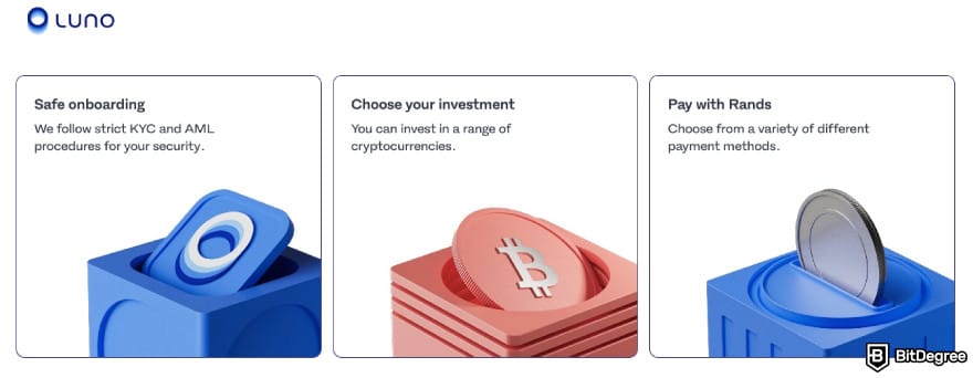 Binance alternatives: Luno homepage displaying benefits of the platform.