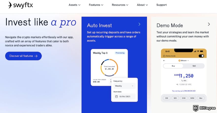 Binance alternatives: Swyftx homepage.
