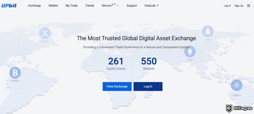 Binance alternatives: Upbit homepage.