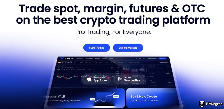 Binance alternatives: VALR homepage.