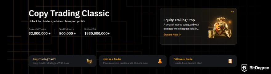 Binance copy trading: Bybit's copy trading feature.