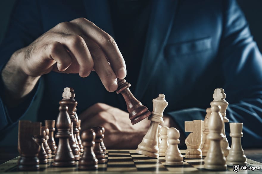 Binance copy trading: a man playing chess.