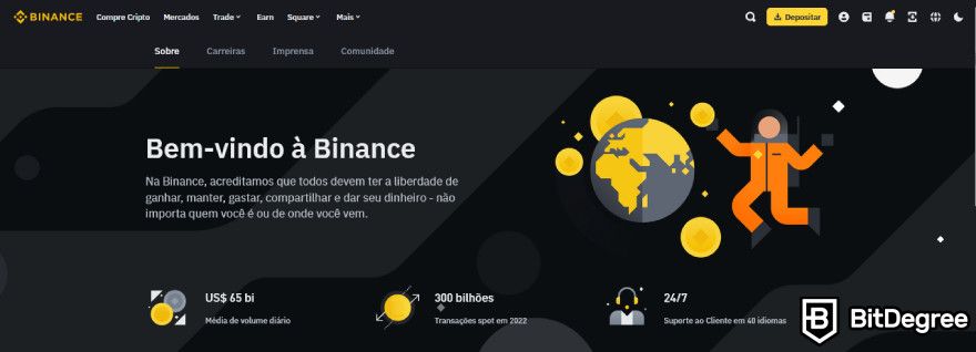 Binance é confiável: pagina inicial