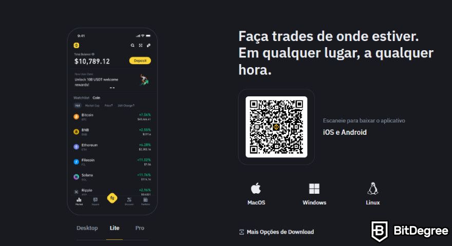 Binance é confiável: aplicativo mobile