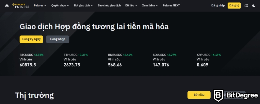 Binance Futures là gì: Trang chủ.