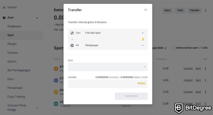 Binance Futures: jendela transfer kripto.