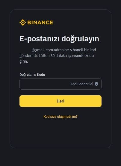 Binance Güvenilir Mi: E-posta doğrulama kodu.