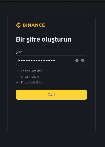 Binance Güvenilir Mi: Şifre oluşturma.