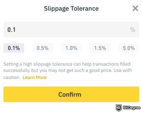 Binance margin trading: slippage tolerance.