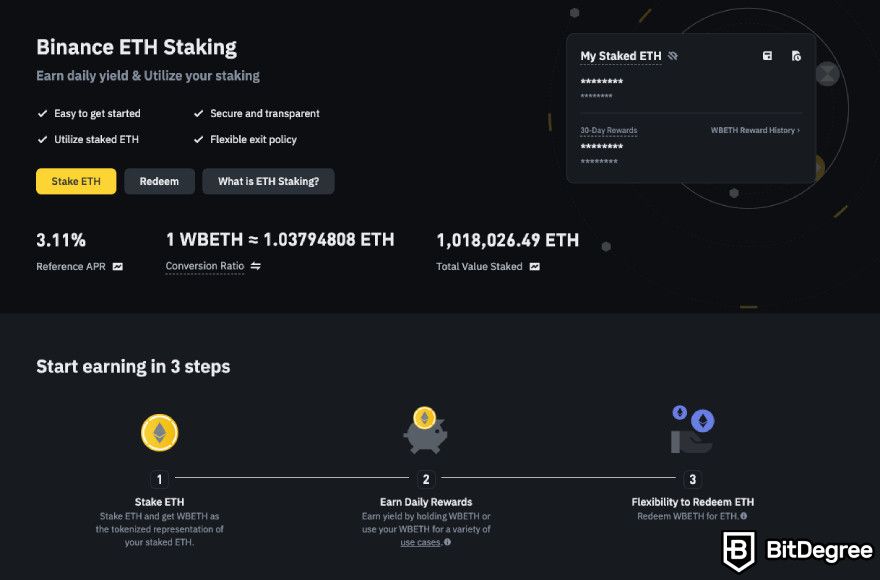 Binance mining pool: ETH staking.