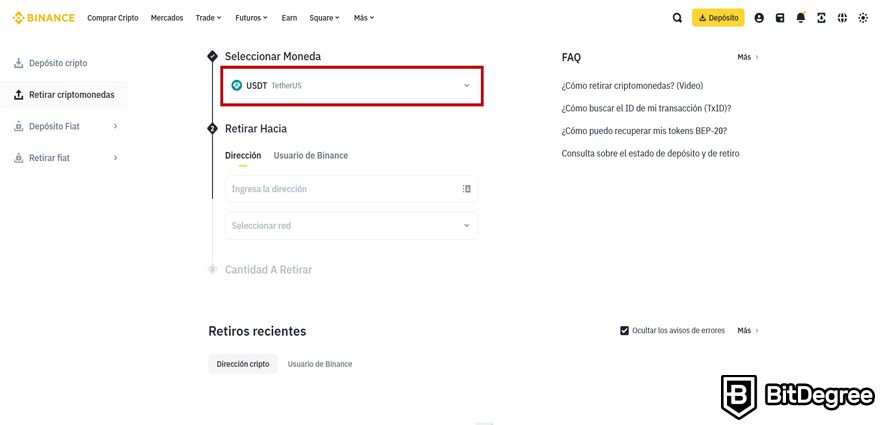 Binance Opiniones: Criptomoneda a Retirar.