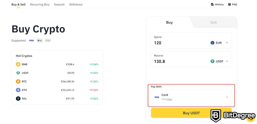 Binance Opiniones: Método de Pago.