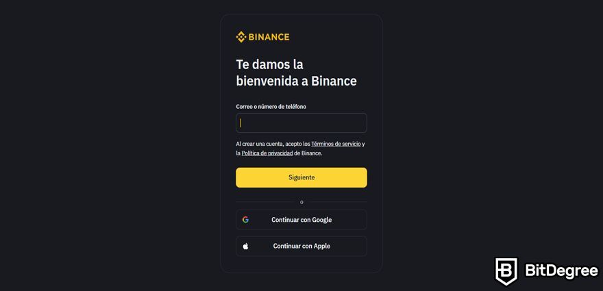 Binance Opiniones: Registro.