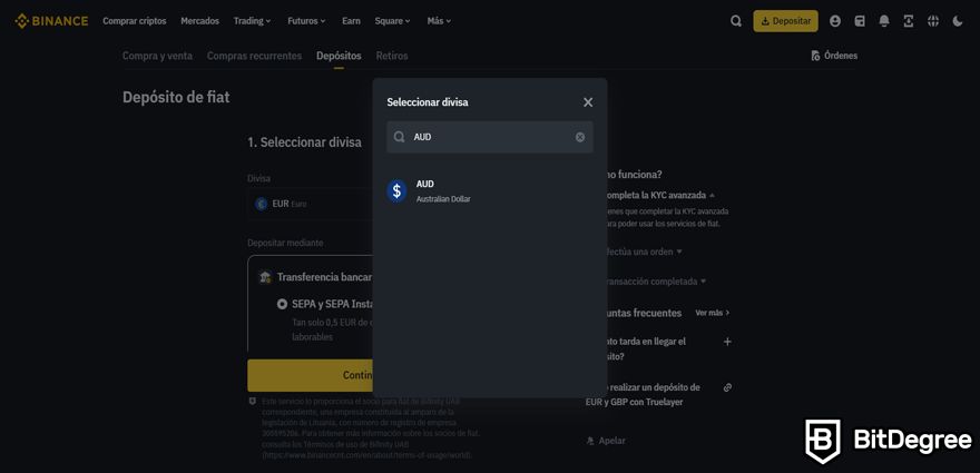 Binance Opiniones: Seleccionando Divisa.