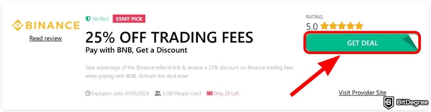 Binance referral code: click the [Get Deal] button.