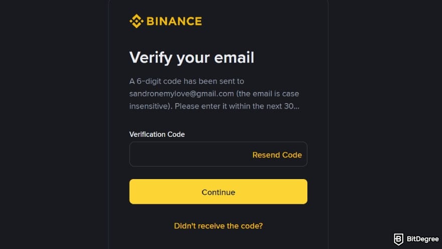Binance referral code: enter the code.