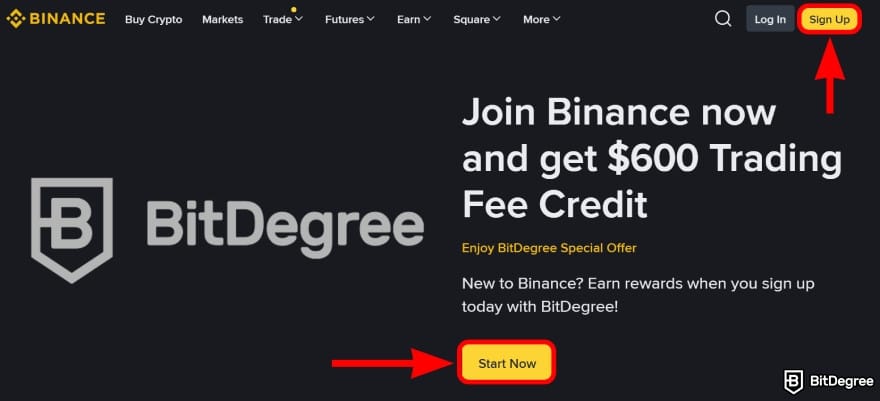 Binance referral code: start the sign up process.