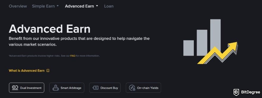 Binance review: advanced earn page on Binance.