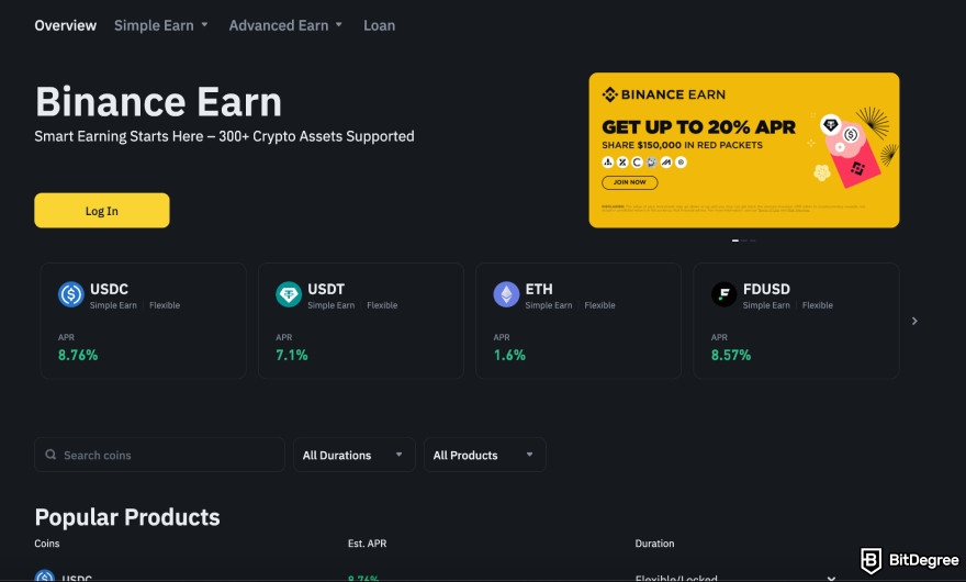 Binance Review: Binance Earn.