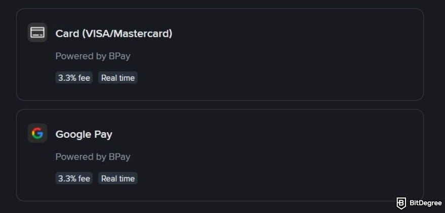 Binance review: some available payment methods when depositing on Binance.