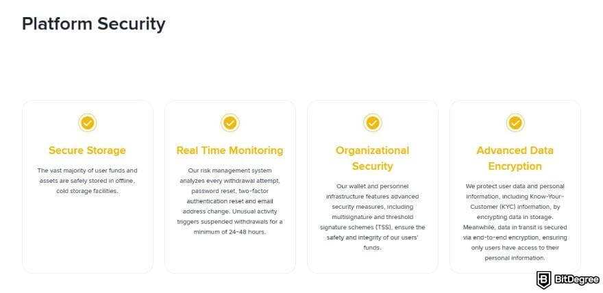 Binance review: Binance security features.