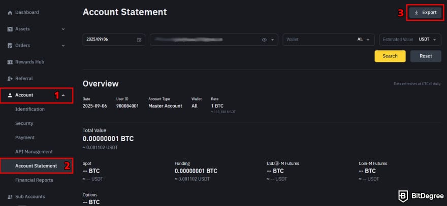 Binance taxes: visit the account statement page.