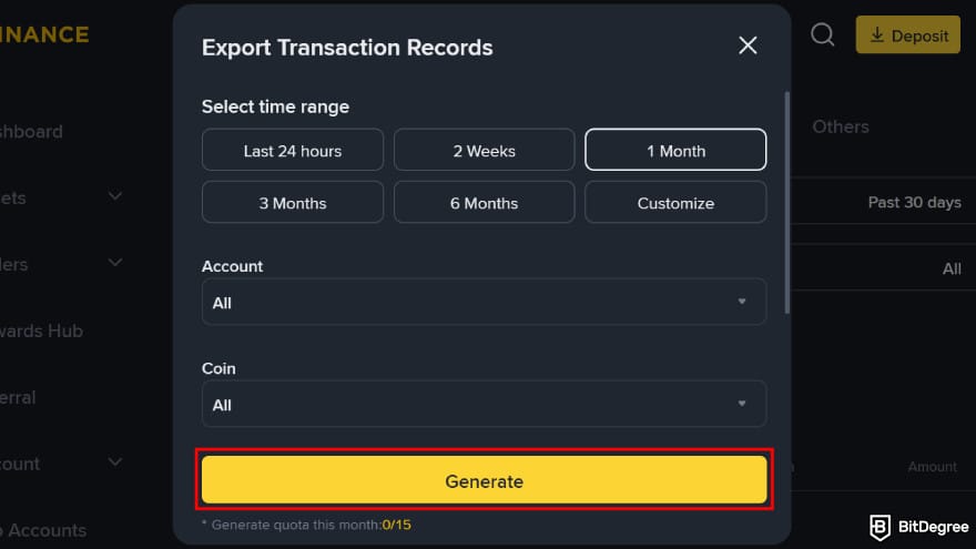 Binance taxes: generate your transaction records.