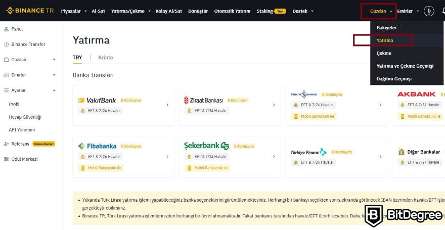 Binance Güvenilir Mi: Bankalarla havale.