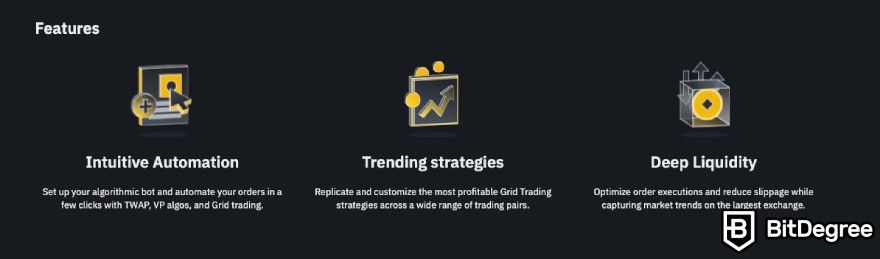 Binance trading bots: features.