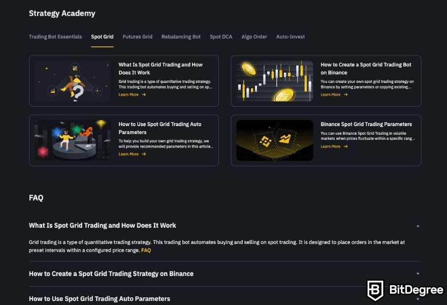 Binance trading bots: Strategy Academy.