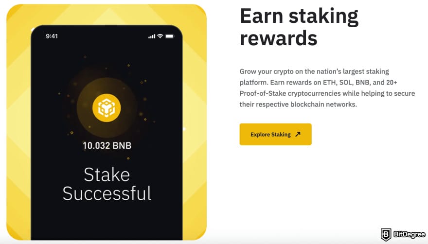 Binance US VS Coinbase: staking on Binance.US.